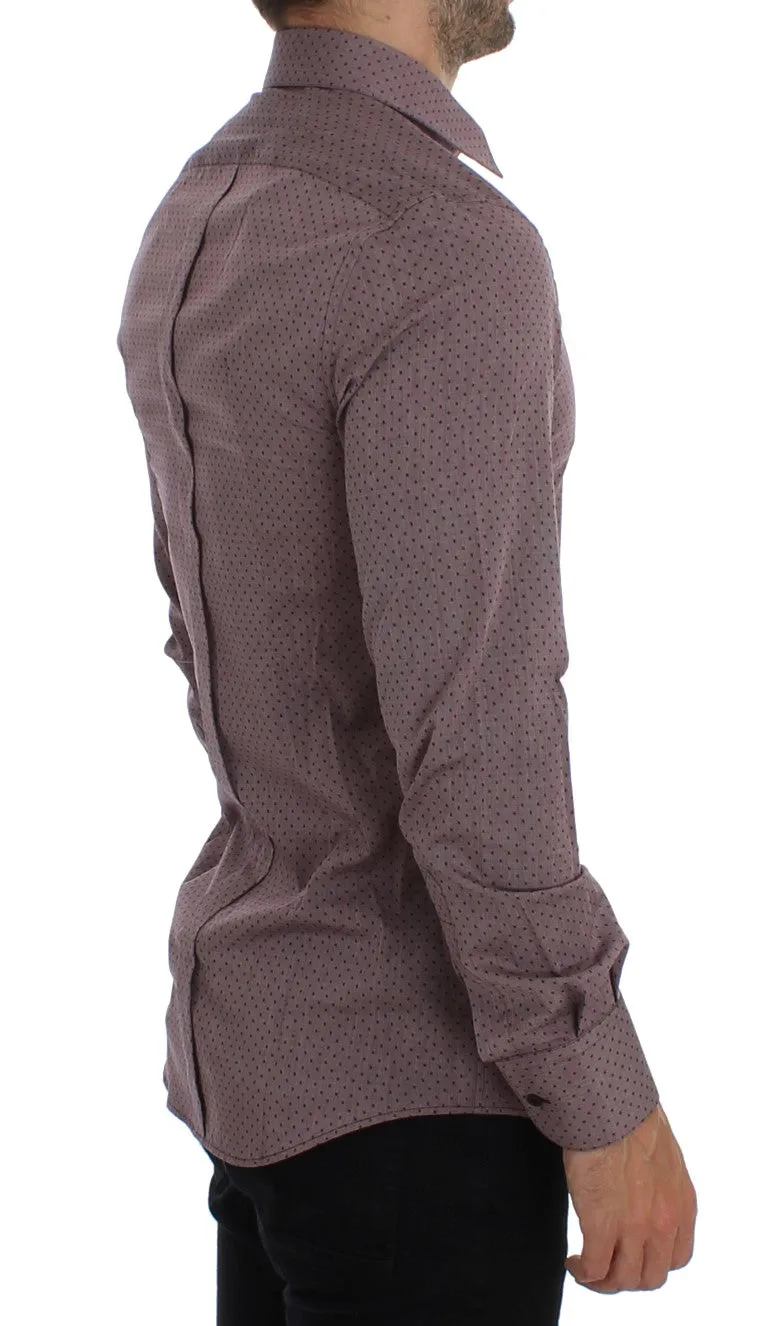 Purple Dotted GOLD Slim Fit Dress Formal Shirt