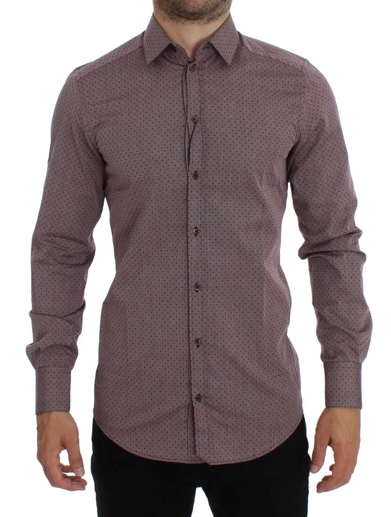Purple Dotted GOLD Slim Fit Dress Formal Shirt