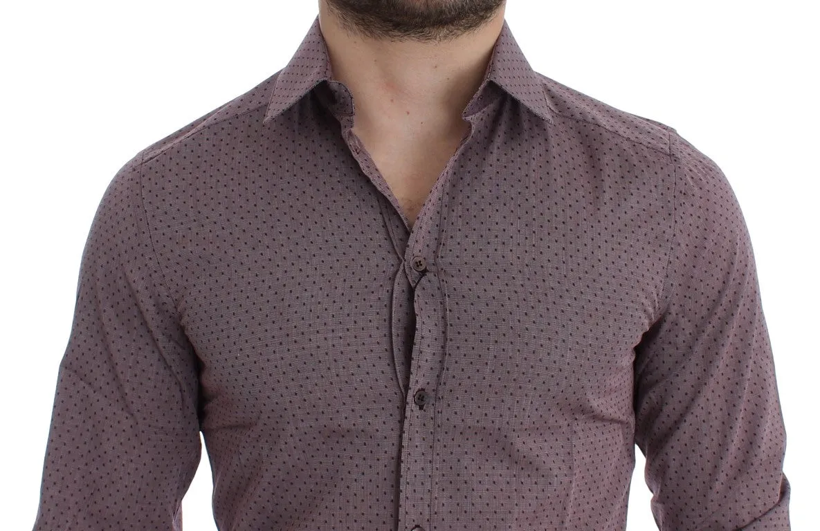 Purple Dotted GOLD Slim Fit Dress Formal Shirt