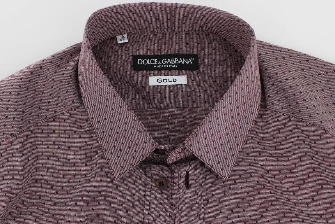 Purple Dotted GOLD Slim Fit Dress Formal Shirt
