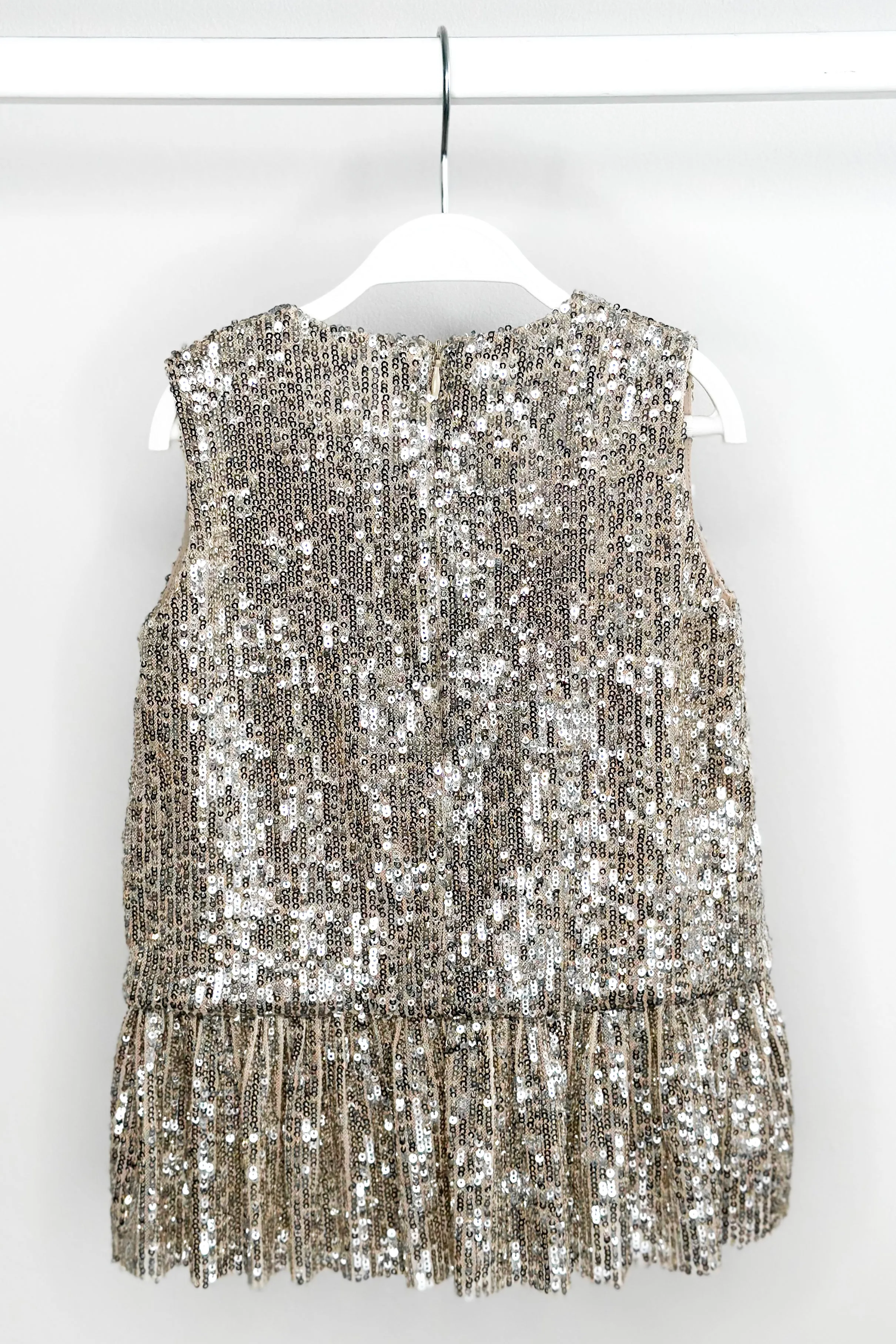 "Ariella" Champagne Sequin Drop Waist Dress