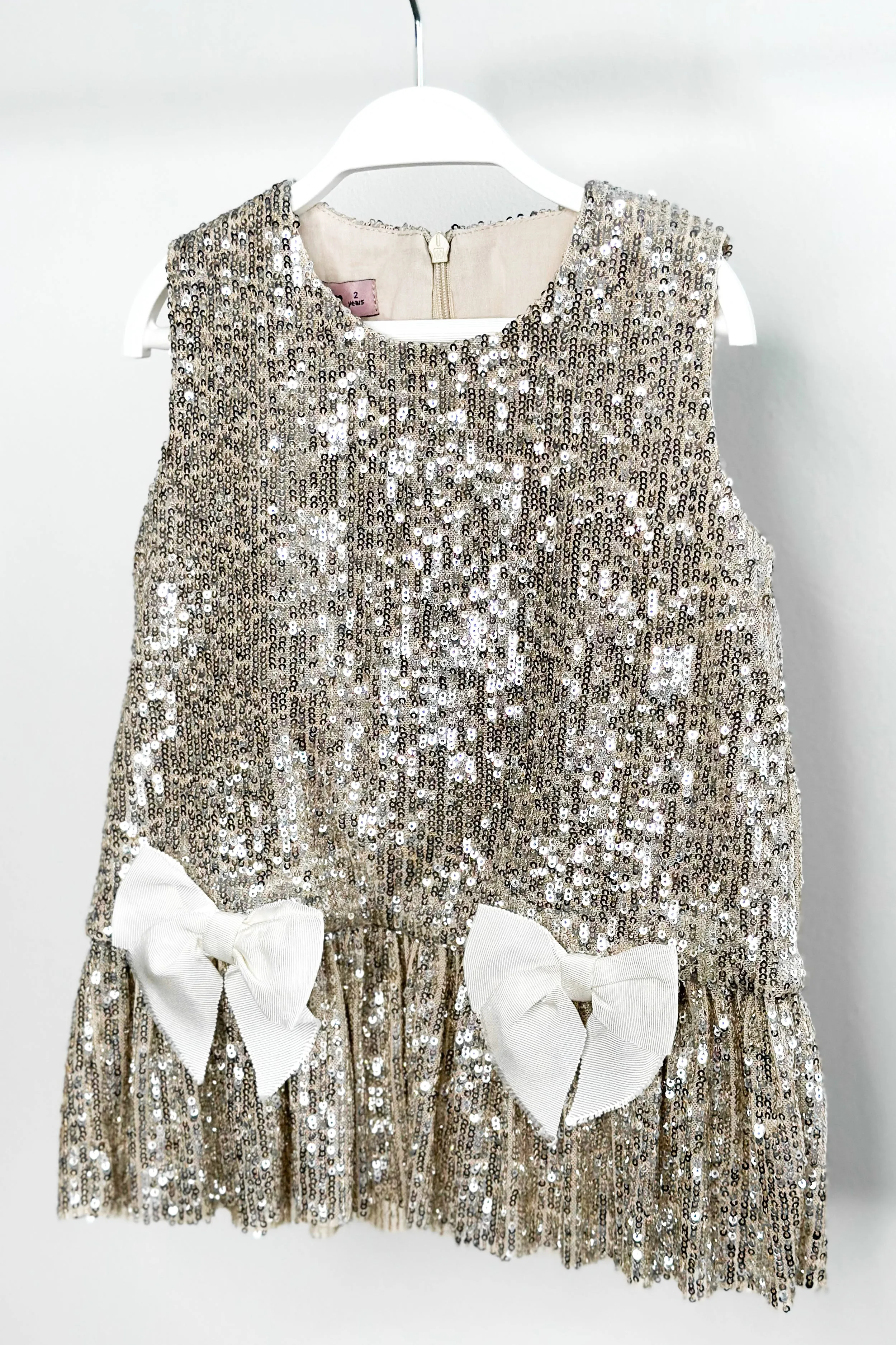"Ariella" Champagne Sequin Drop Waist Dress