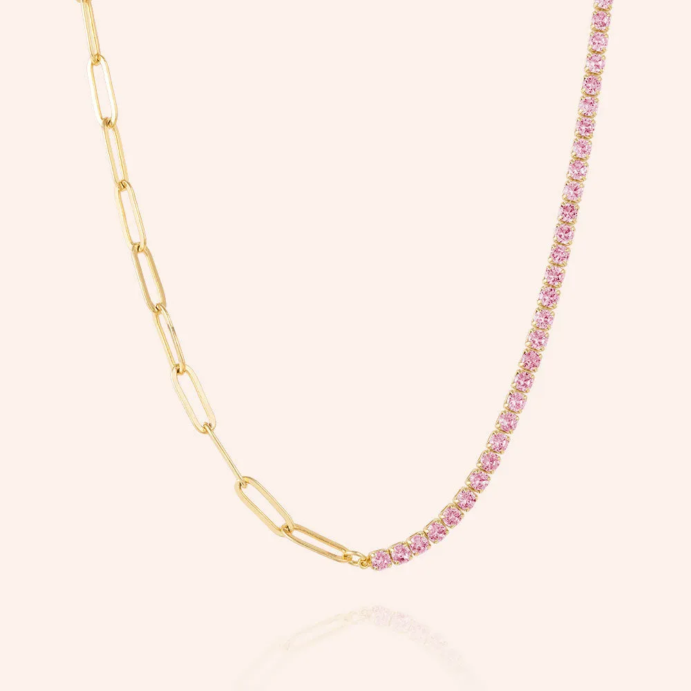 "Aurora" 4.8CTW Half Tennis & Clip Chain Necklace