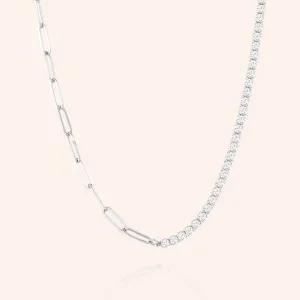 "Aurora" 4.8CTW Half Tennis & Clip Chain Necklace