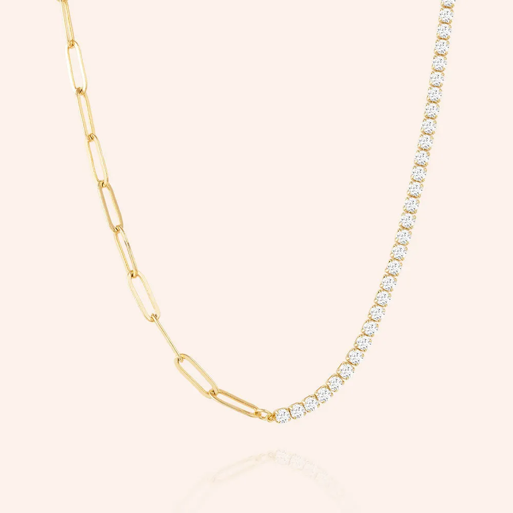 "Aurora" 4.8CTW Half Tennis & Clip Chain Necklace