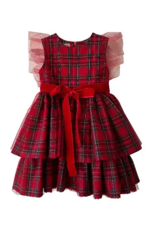 "Avril" Red Tartan Tulle Dress