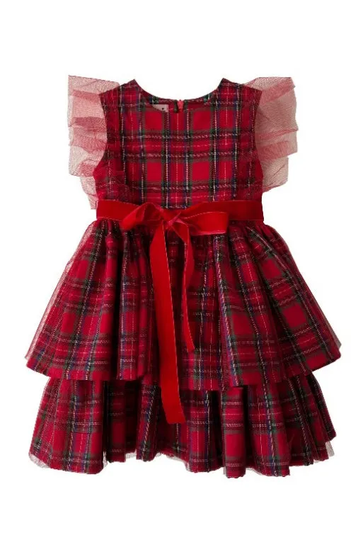 "Avril" Red Tartan Tulle Dress