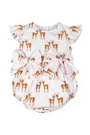 "Bambi" Pink Deer Print Romper