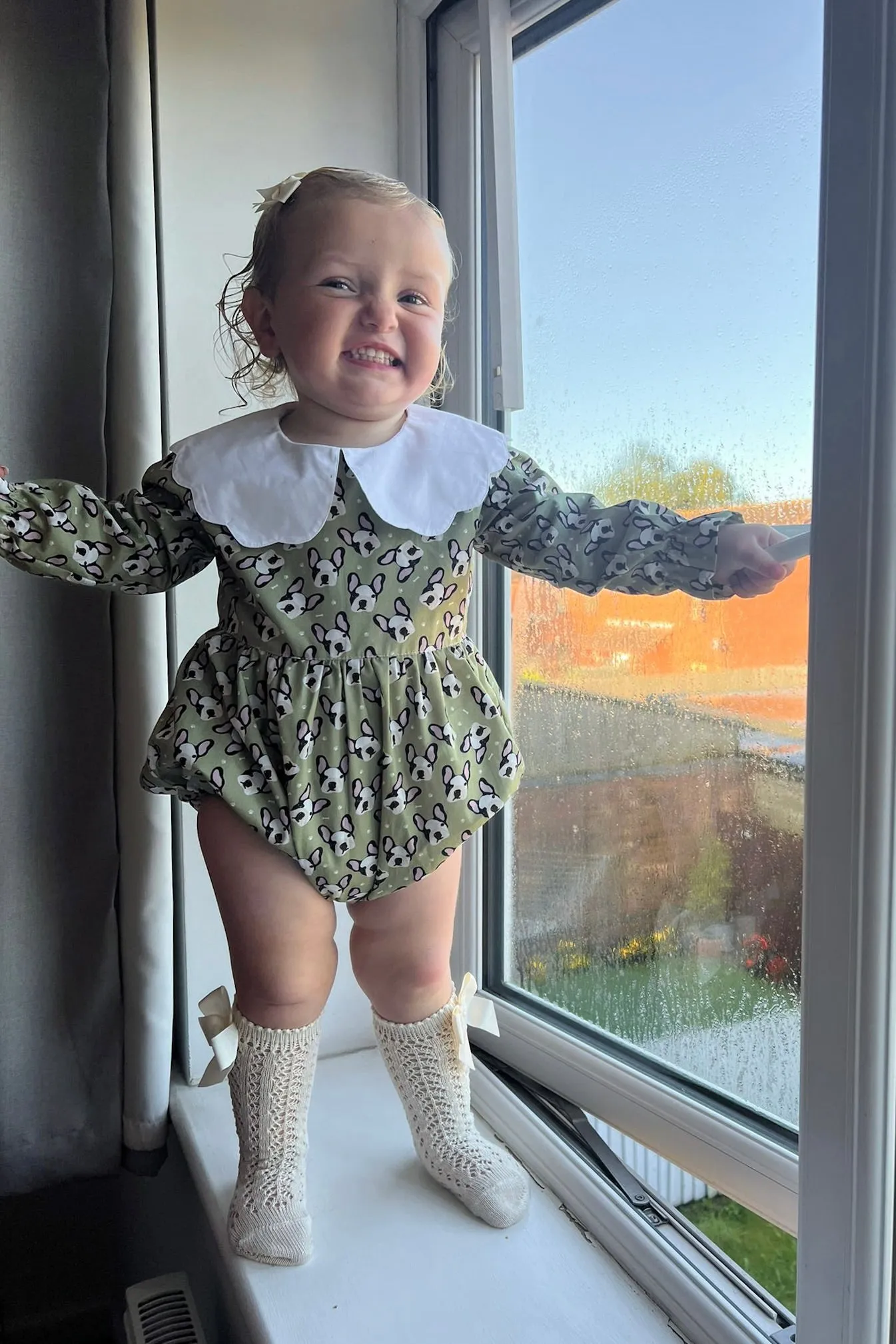 "Celia" Sage Green Frenchie Romper