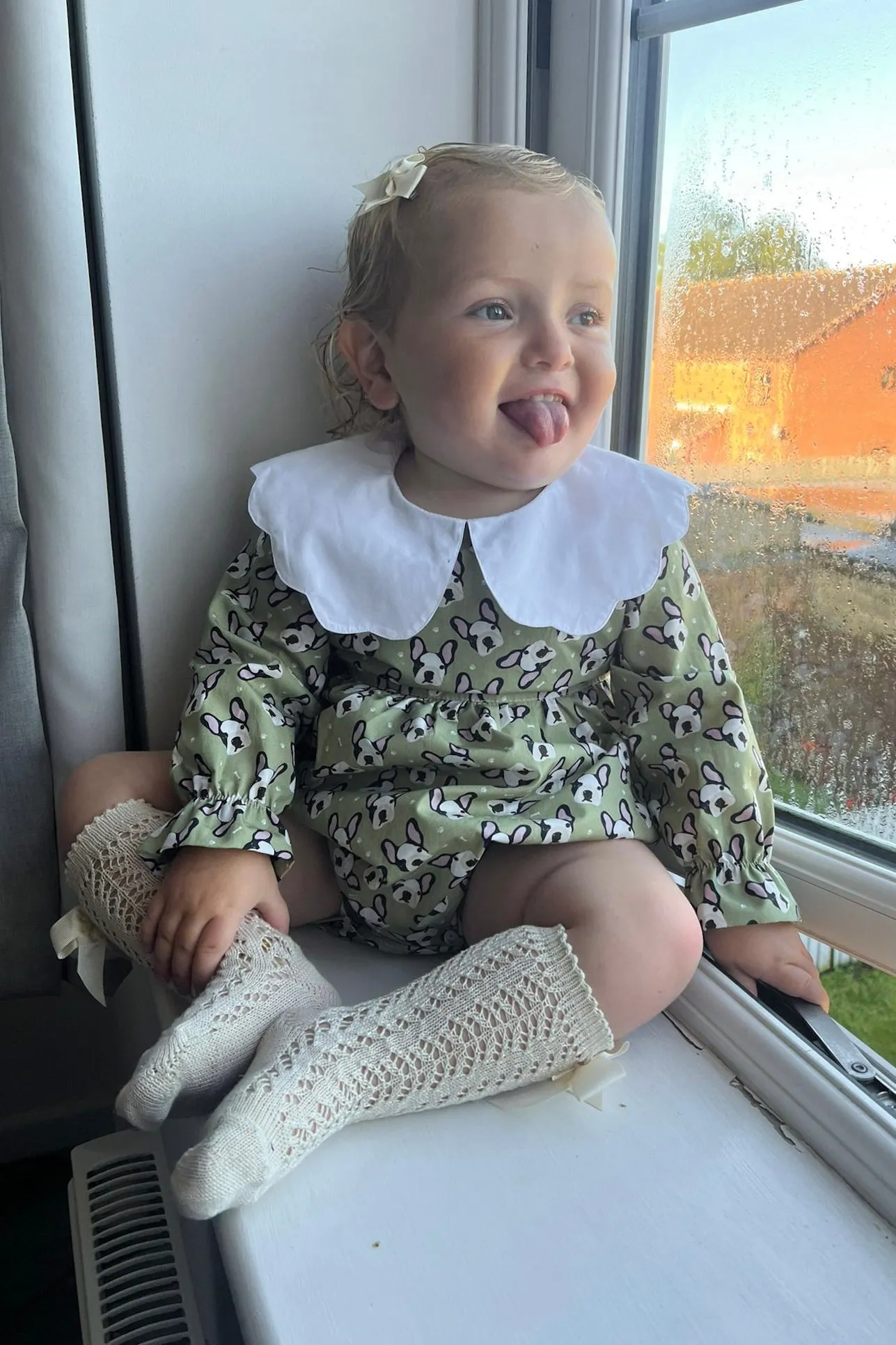"Celia" Sage Green Frenchie Romper