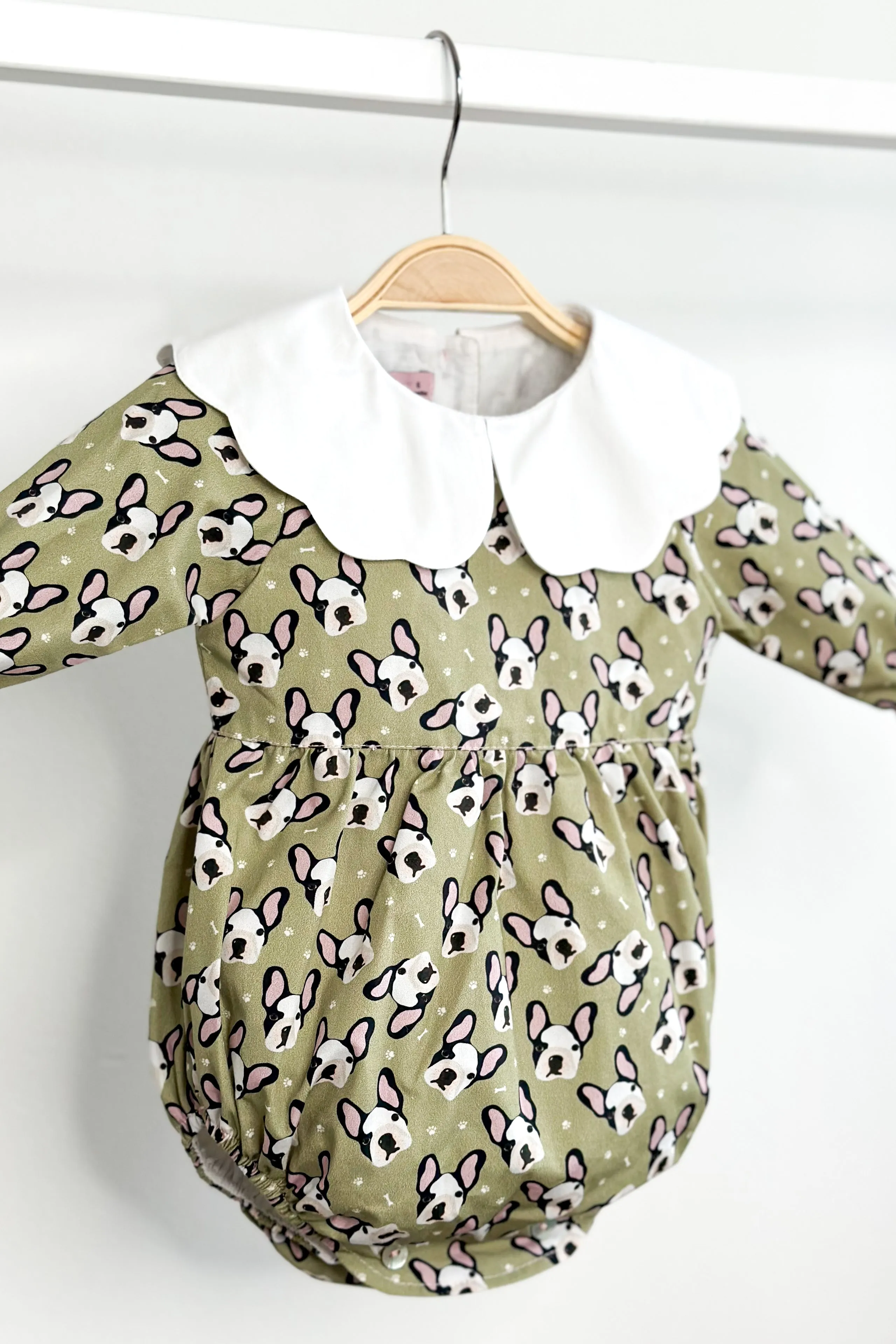 "Celia" Sage Green Frenchie Romper