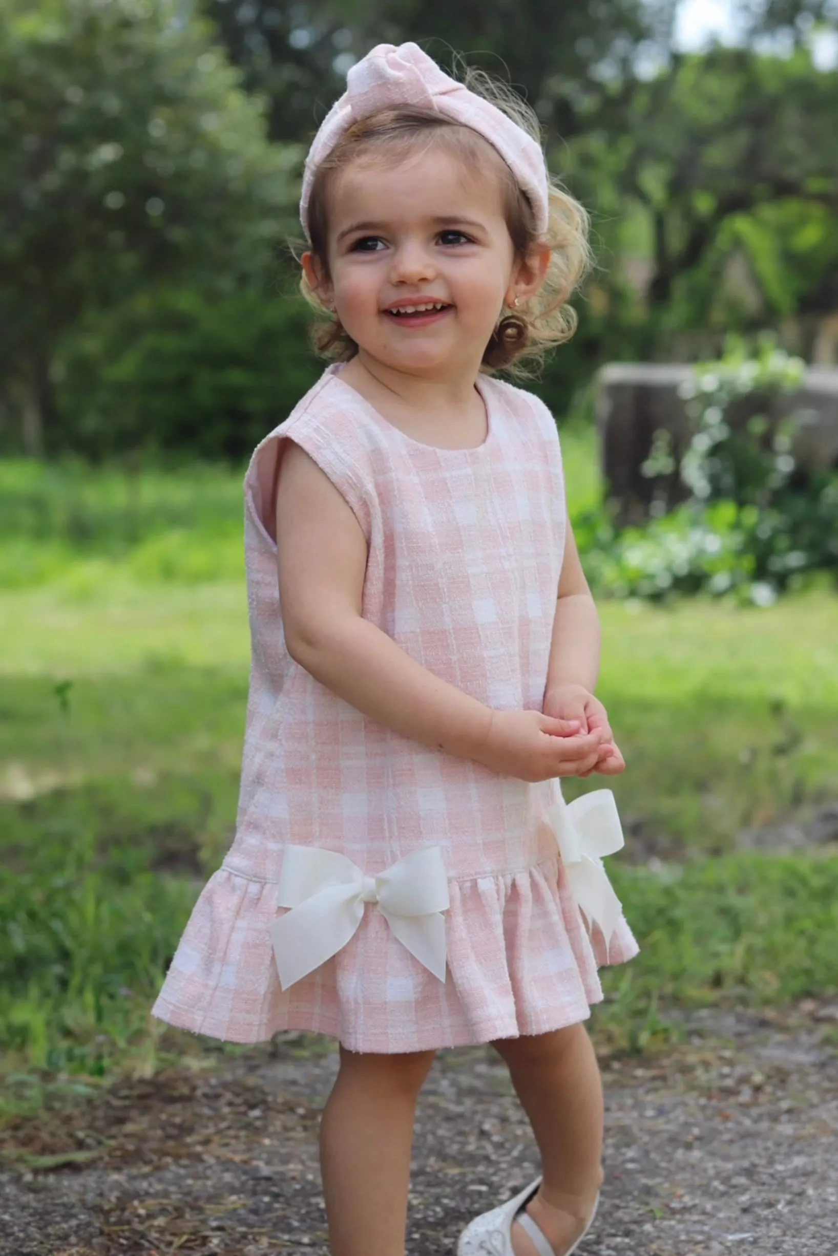 "Elle" Pink Plaid Drop Waist Dress