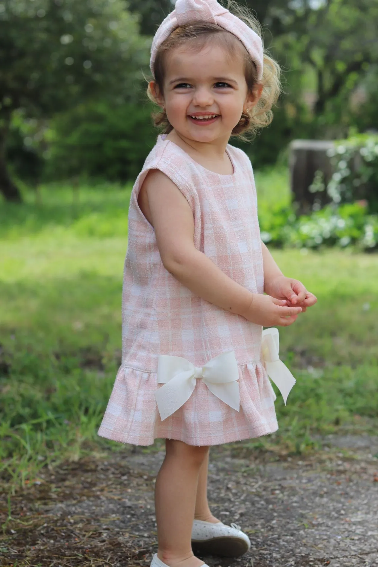 "Elle" Pink Plaid Drop Waist Dress