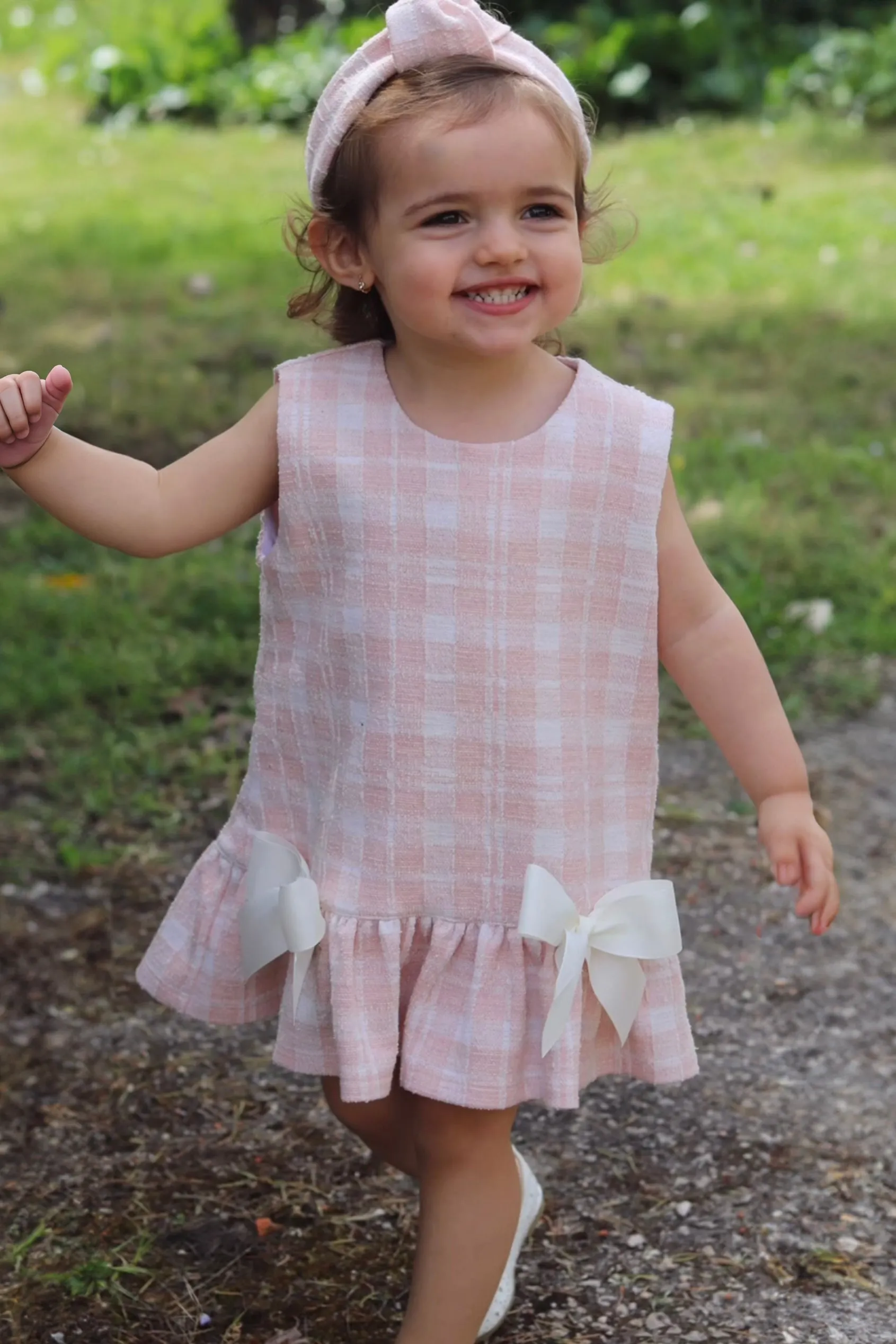 "Elle" Pink Plaid Drop Waist Dress
