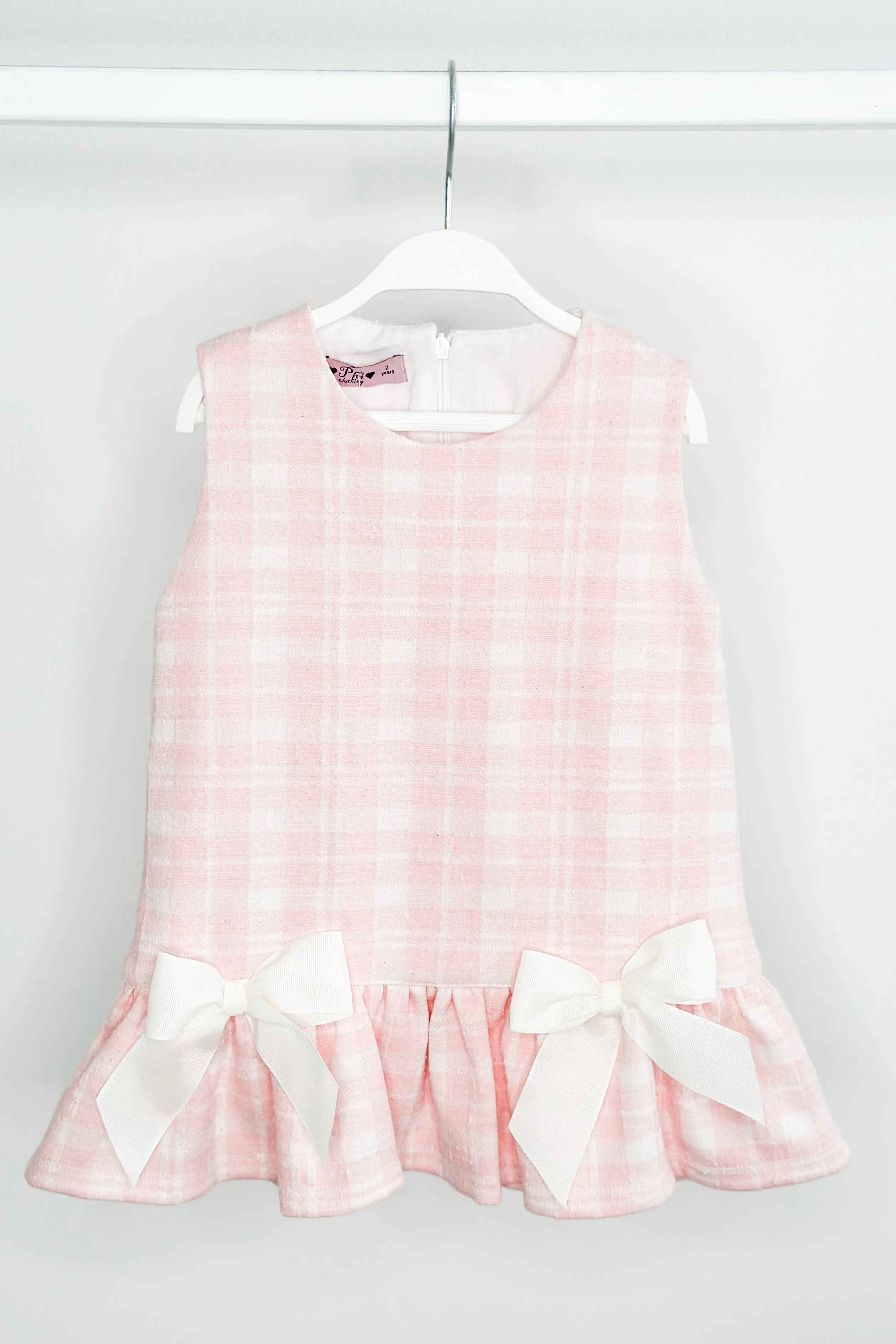"Elle" Pink Plaid Drop Waist Dress