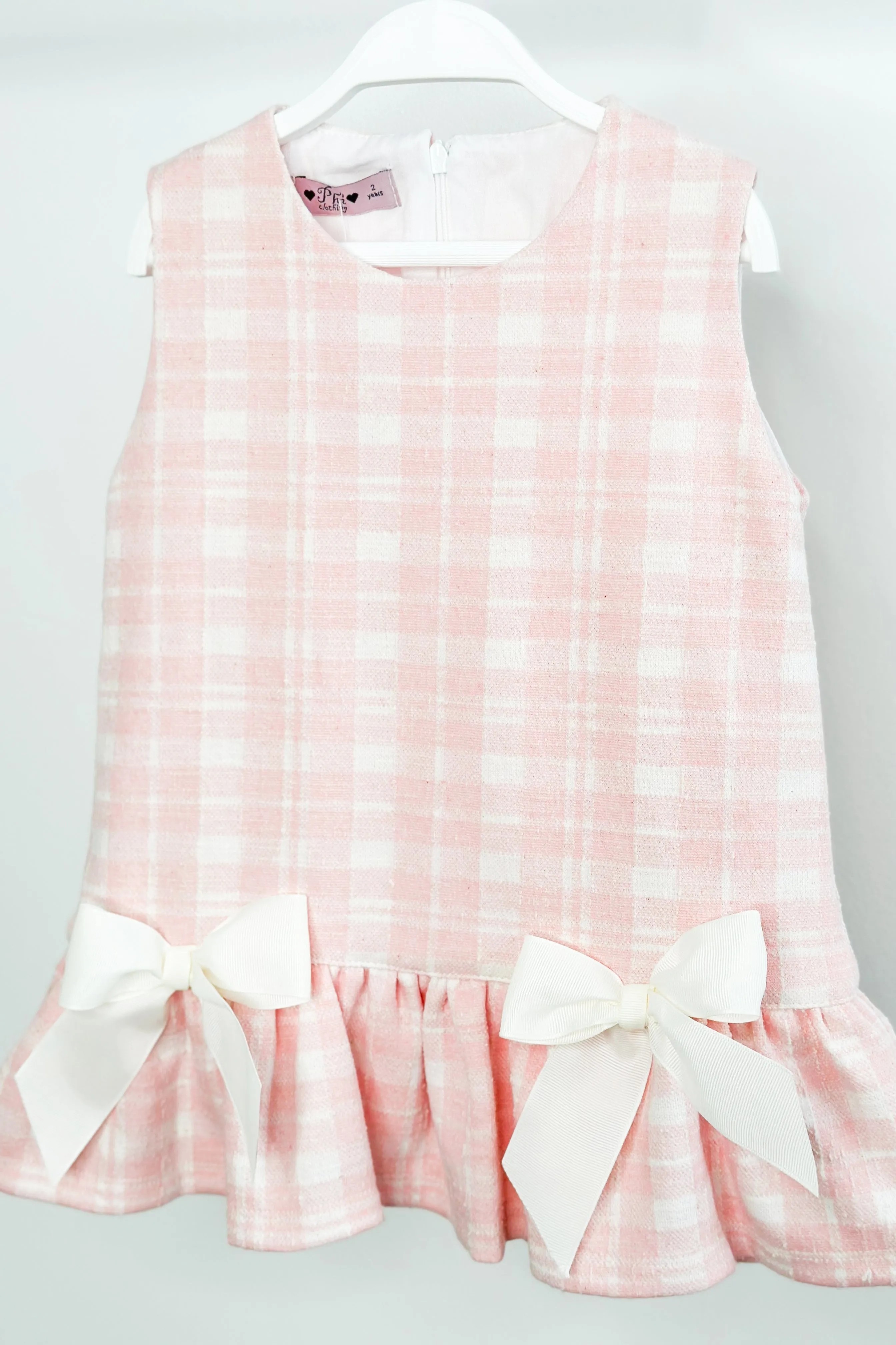 "Elle" Pink Plaid Drop Waist Dress