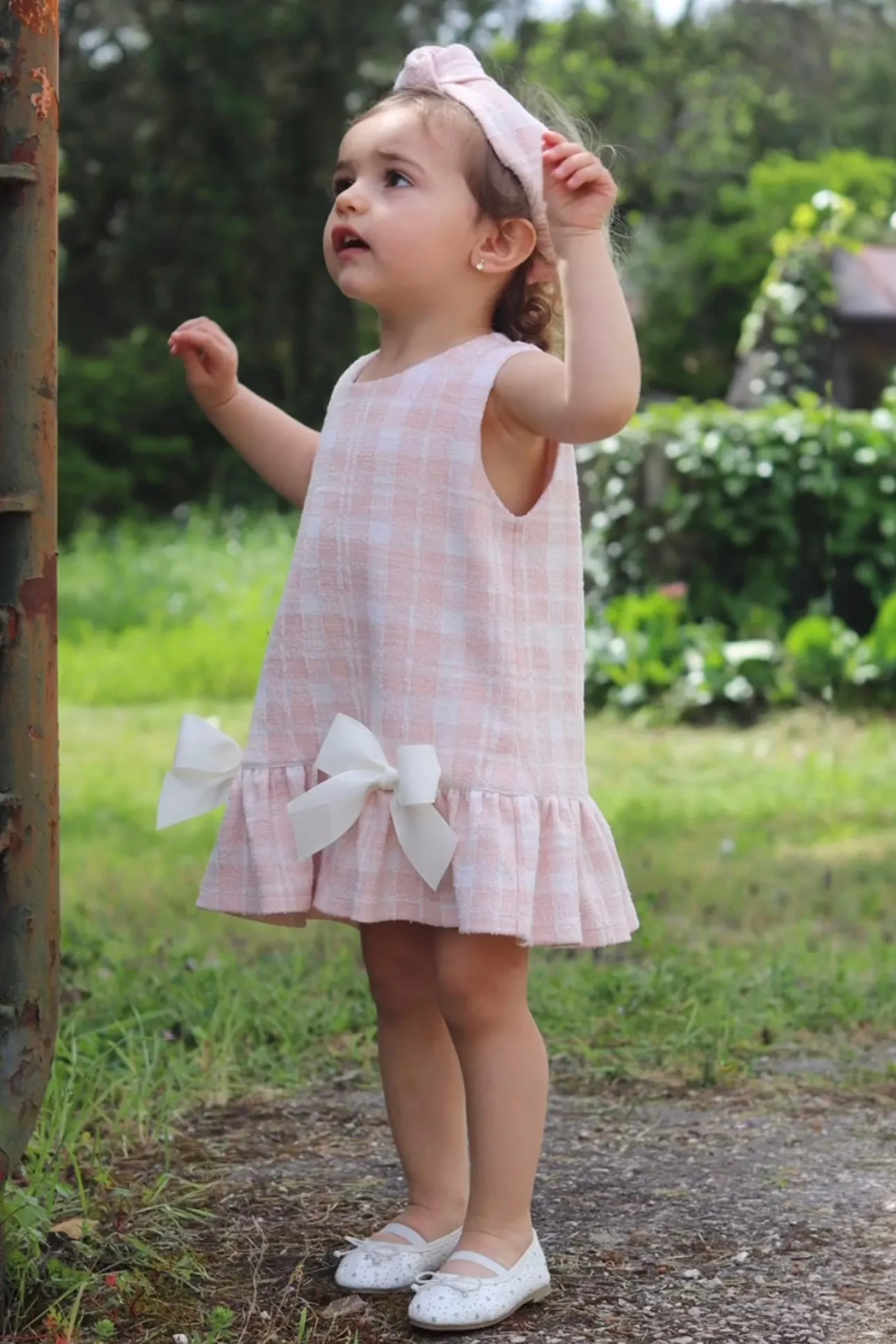 "Elle" Pink Plaid Drop Waist Dress