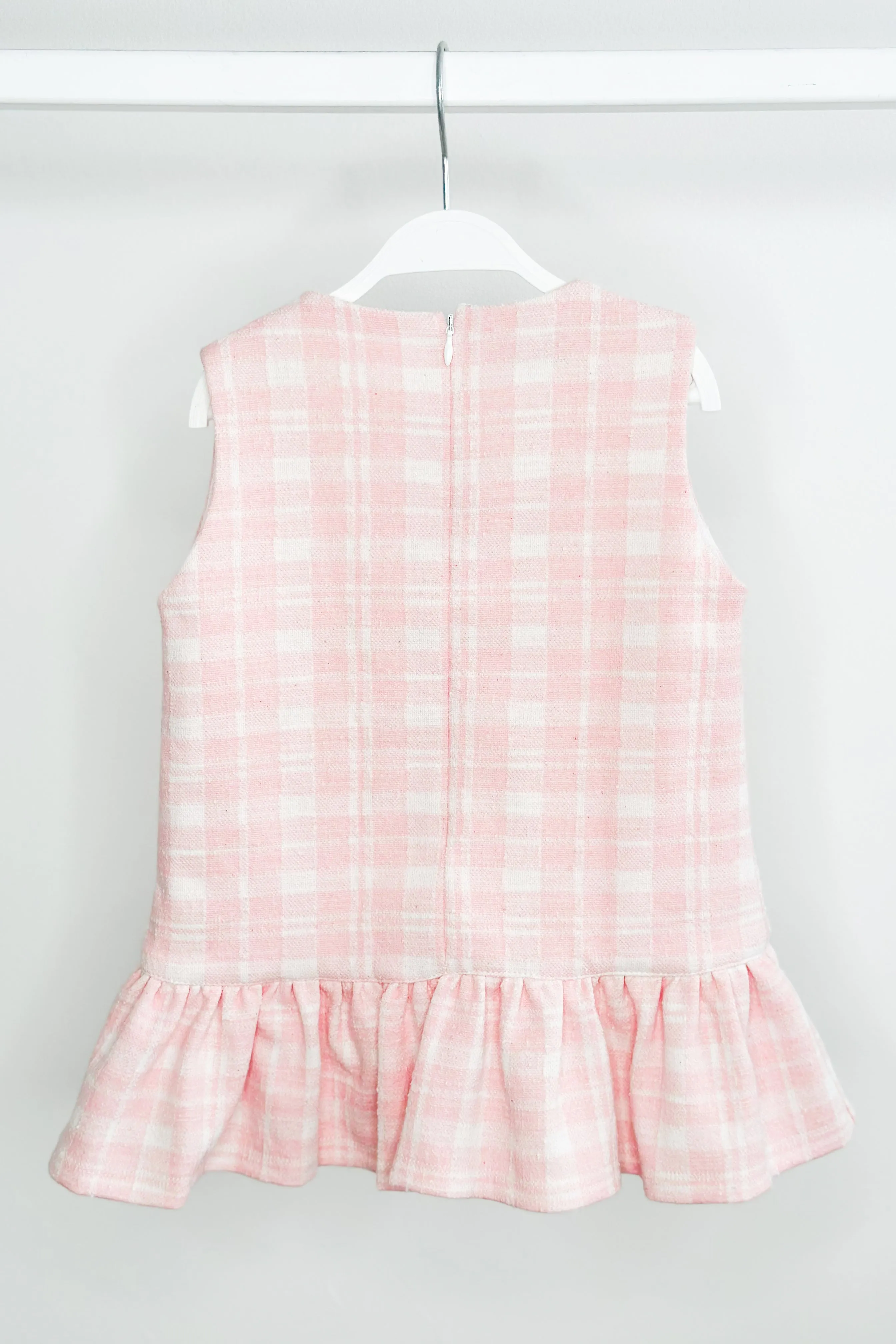 "Elle" Pink Plaid Drop Waist Dress