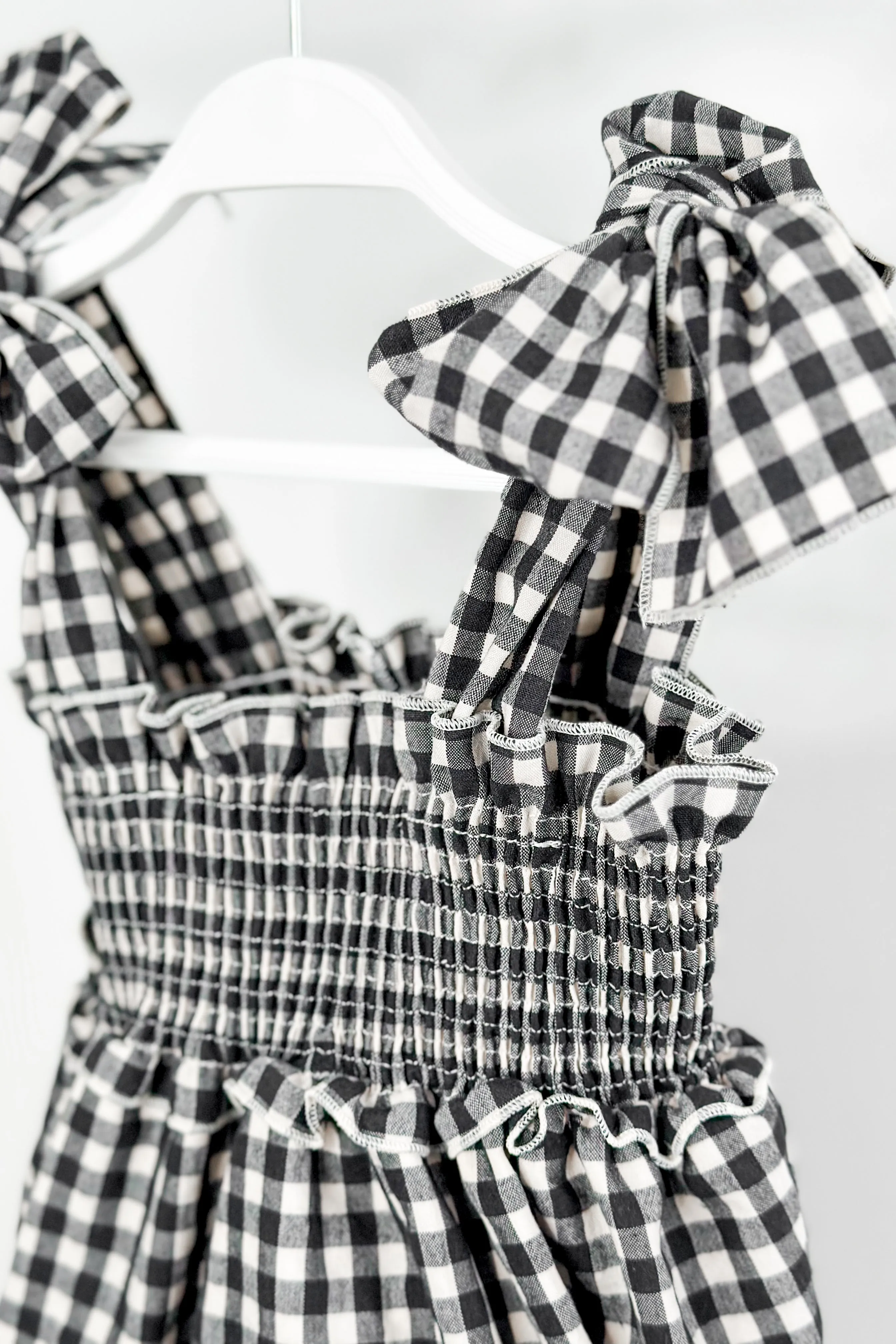 "Halston" Black & White Gingham Romper