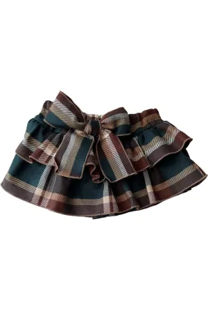 "Lila" Dark Teal & Brown Skort