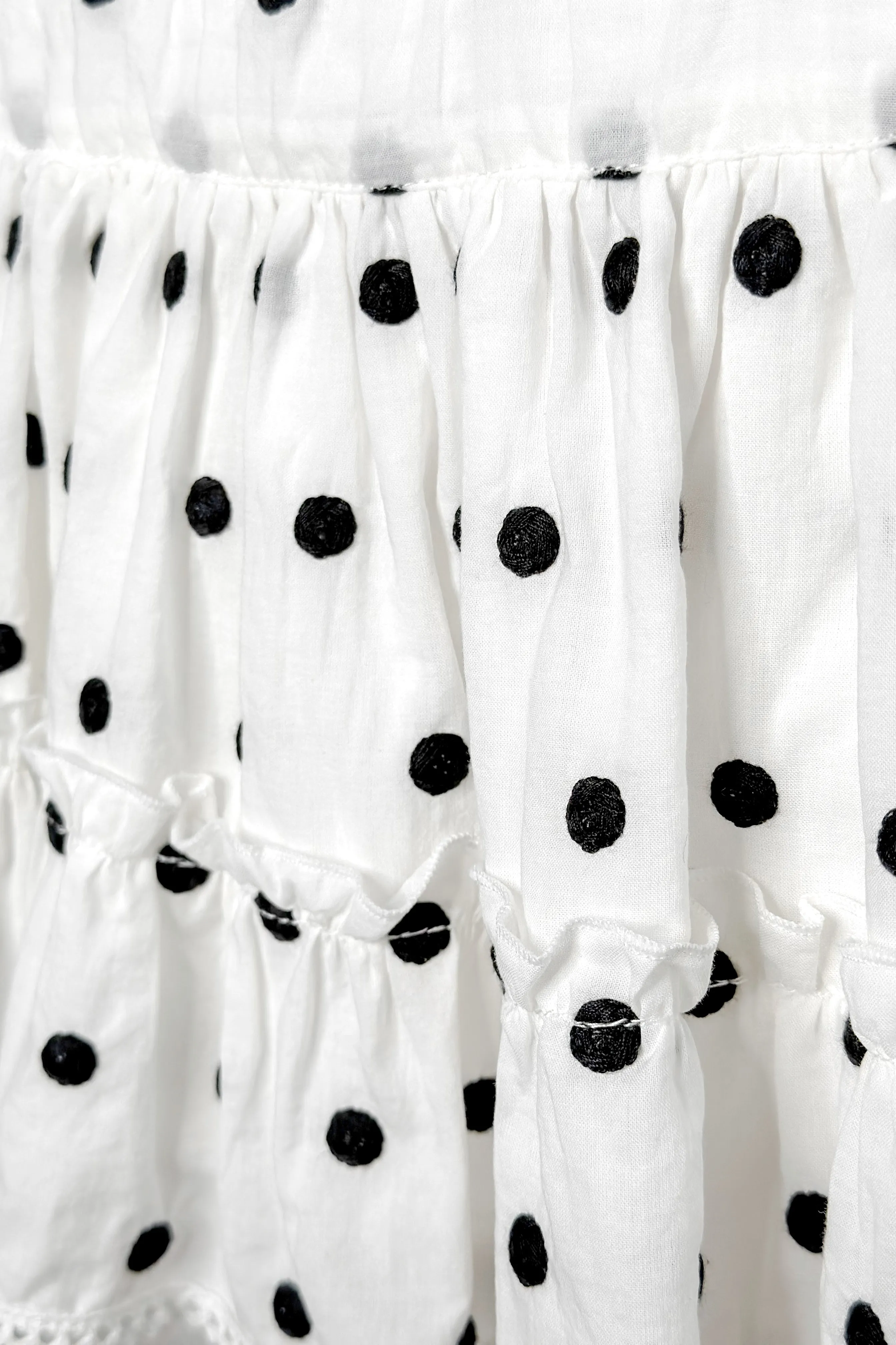 "Porter" White & Black Polka Dot Crop Top & Skirt