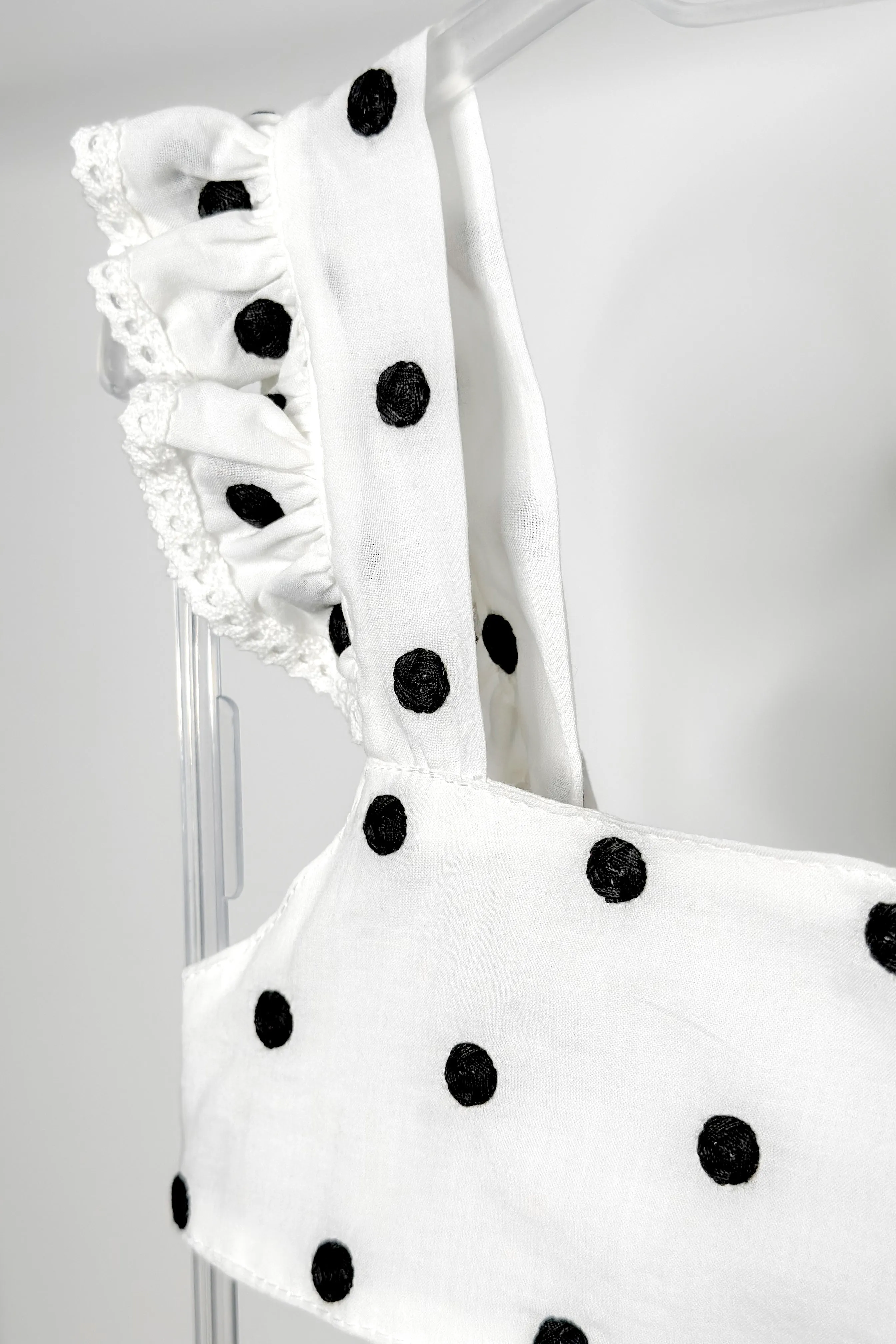 "Porter" White & Black Polka Dot Crop Top & Skirt