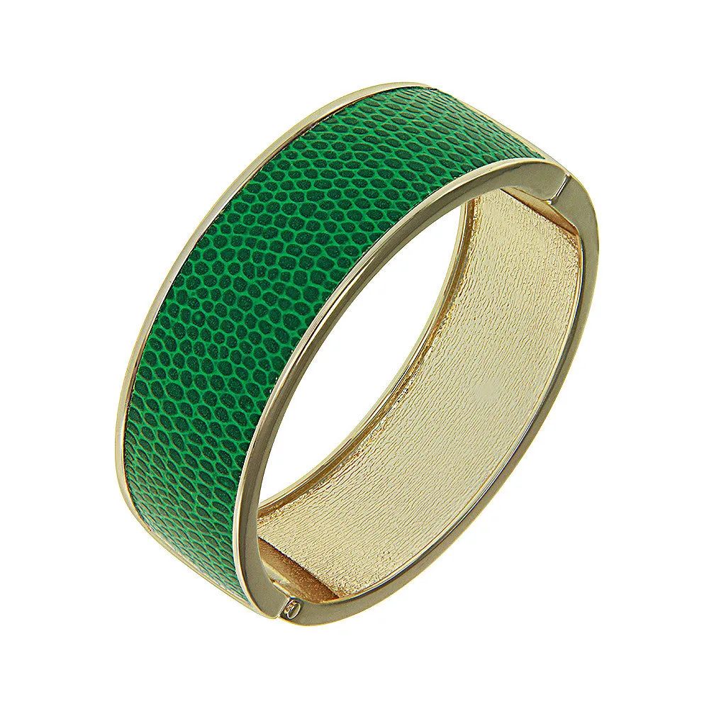 "Sabi Colori" Lizard Inlay Wide Hinge Bangle