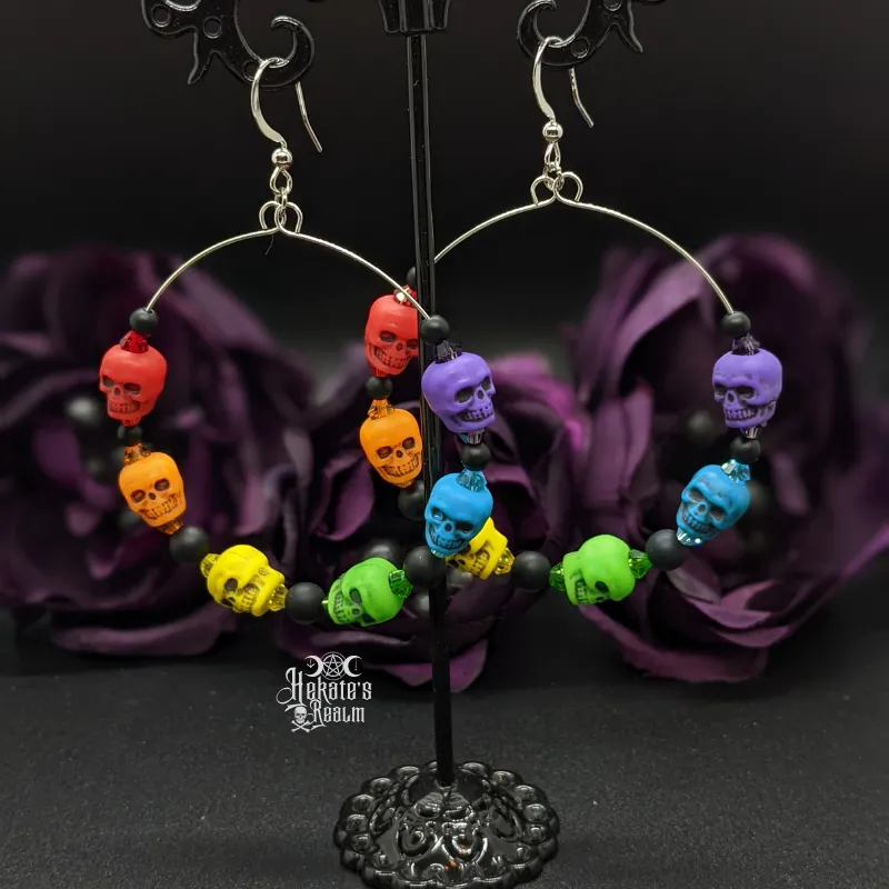 Rainbow Skulls Hoops