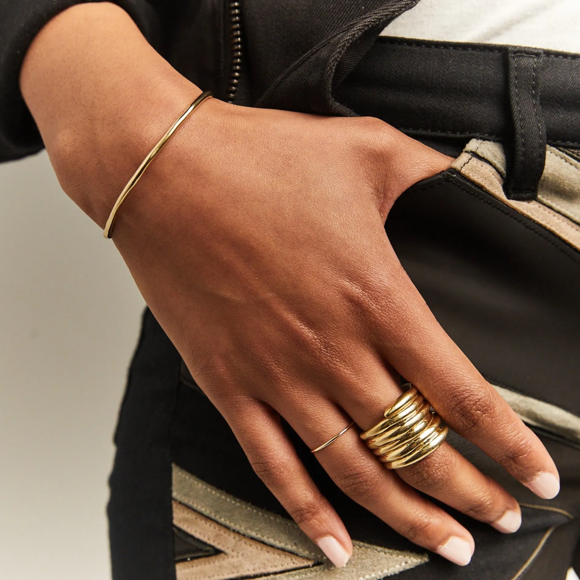 Raw Extra Thin Cuff - Gold