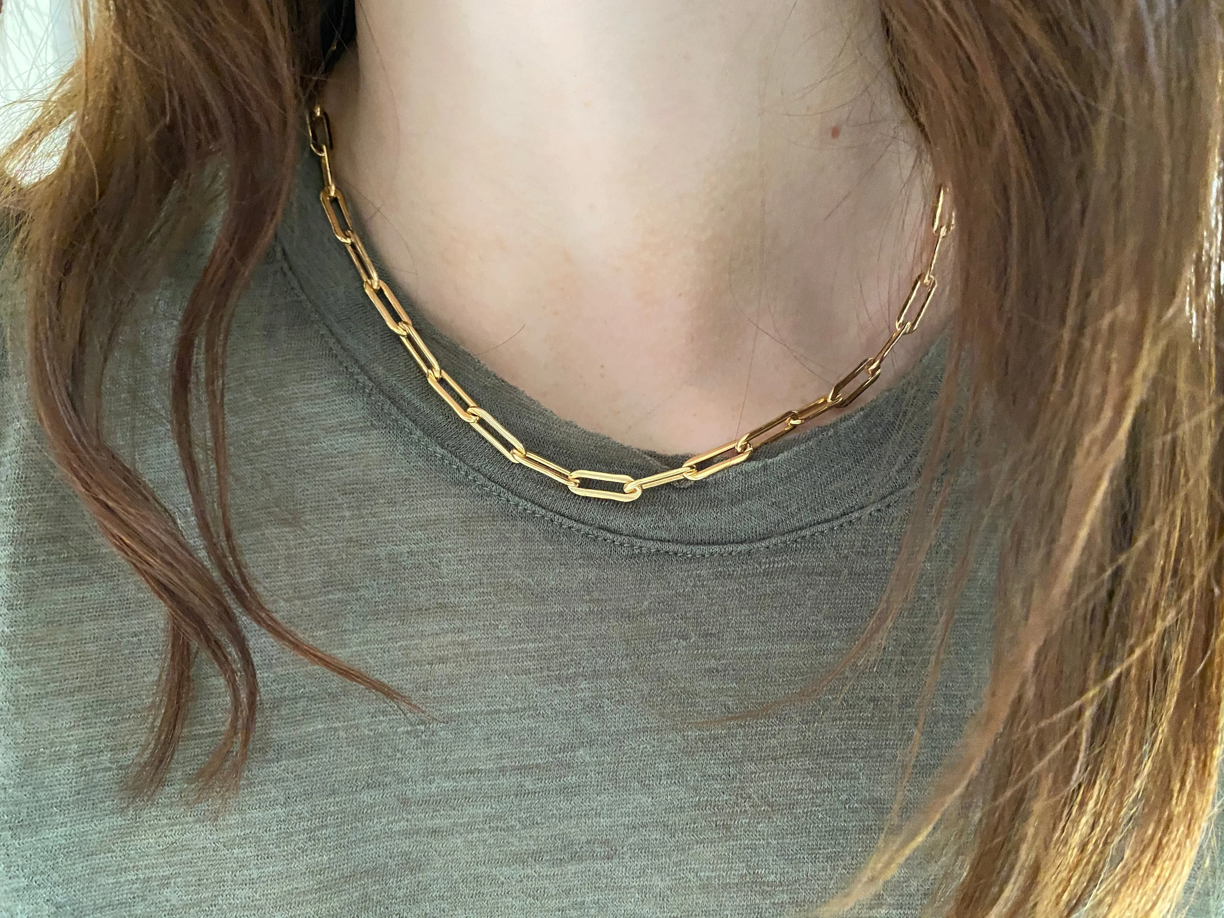 Rectangle Link Chain Choker - 14K Gold Filled