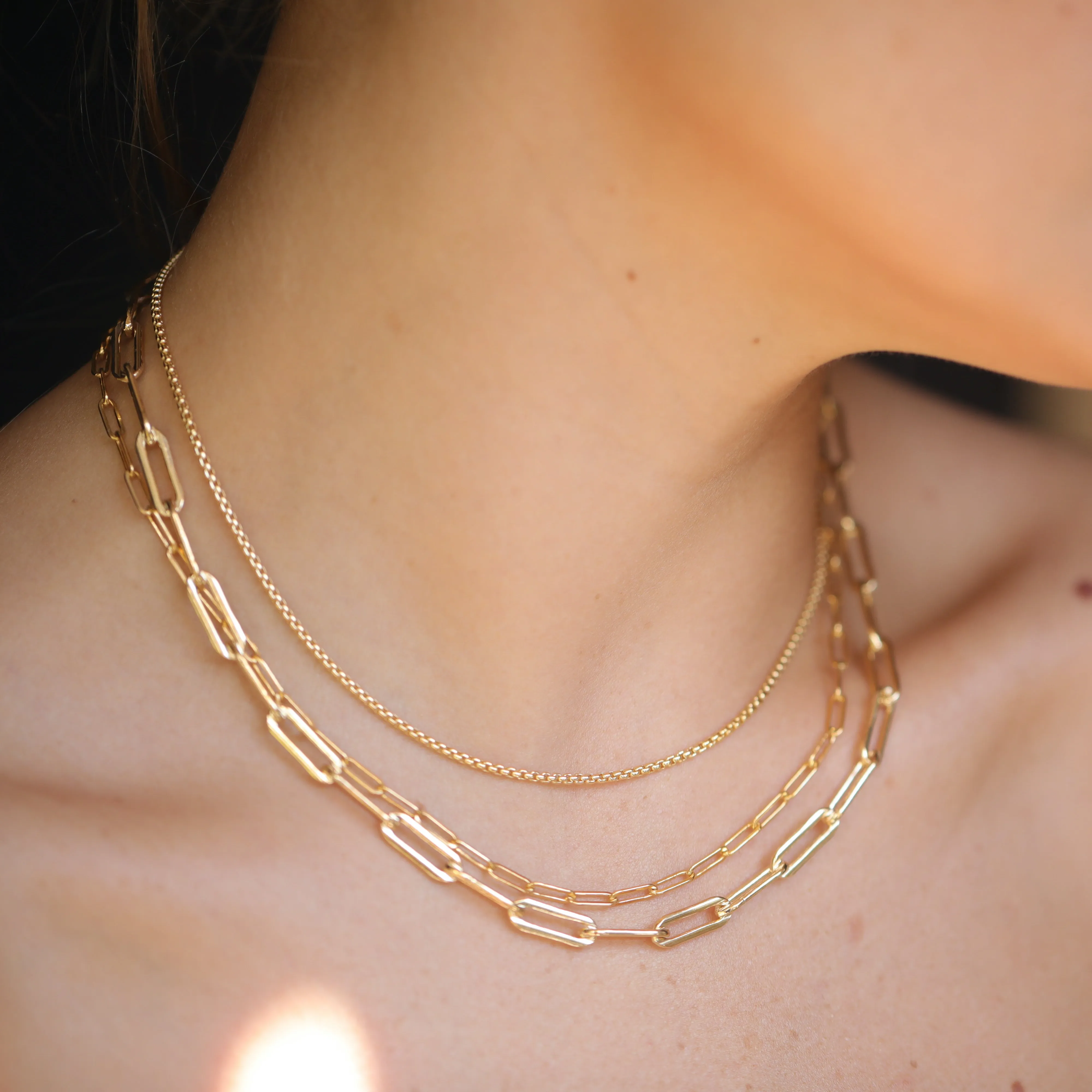 Rectangle Link Chain Choker - 14K Gold Filled