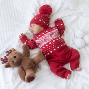 Red Fairisle Knitted 3 Piece Set