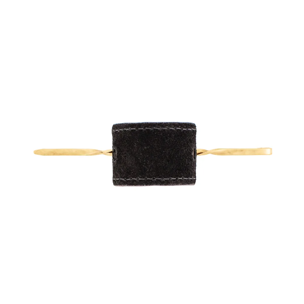 Reversible Leather Pony Cover Metallic/ Black Suede with Bronze Stick