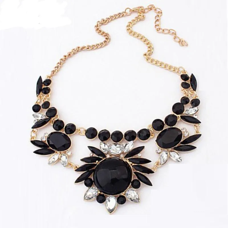 Rhinestone Big Collar Crystal Choker Pendants & Necklaces
