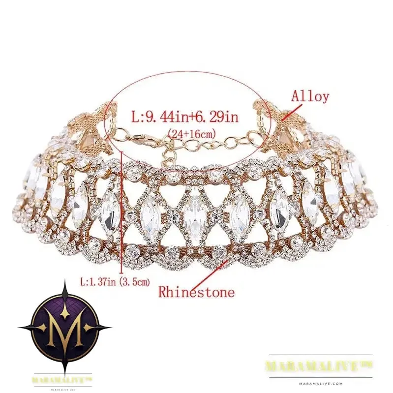 Rhinestone Choker Necklace Fashion Jewelry Flower Charm Sexy Party Crystal Necklaces Chocker For Women Collier