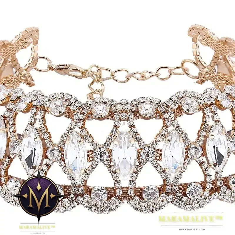 Rhinestone Choker Necklace Fashion Jewelry Flower Charm Sexy Party Crystal Necklaces Chocker For Women Collier