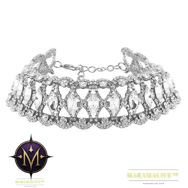Rhinestone Choker Necklace Fashion Jewelry Flower Charm Sexy Party Crystal Necklaces Chocker For Women Collier