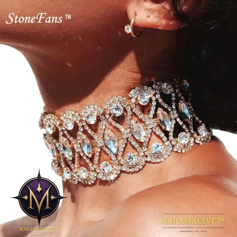 Rhinestone Choker Necklace Fashion Jewelry Flower Charm Sexy Party Crystal Necklaces Chocker For Women Collier
