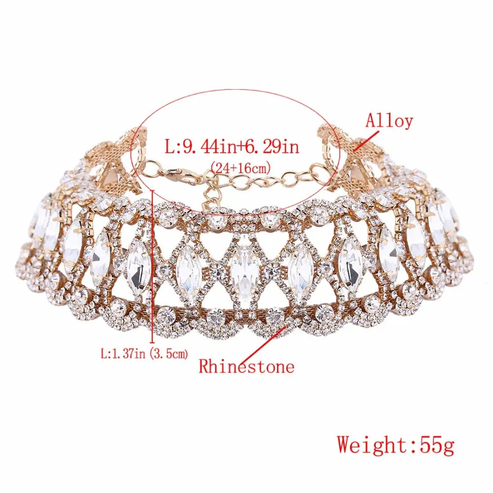 Rhinestone Choker Necklace Statement Necklaces For Women Big Fashion Necklace Collar Party Chunky