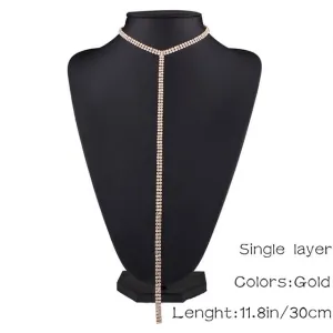Rhinestone Double Choker Statement Necklaces