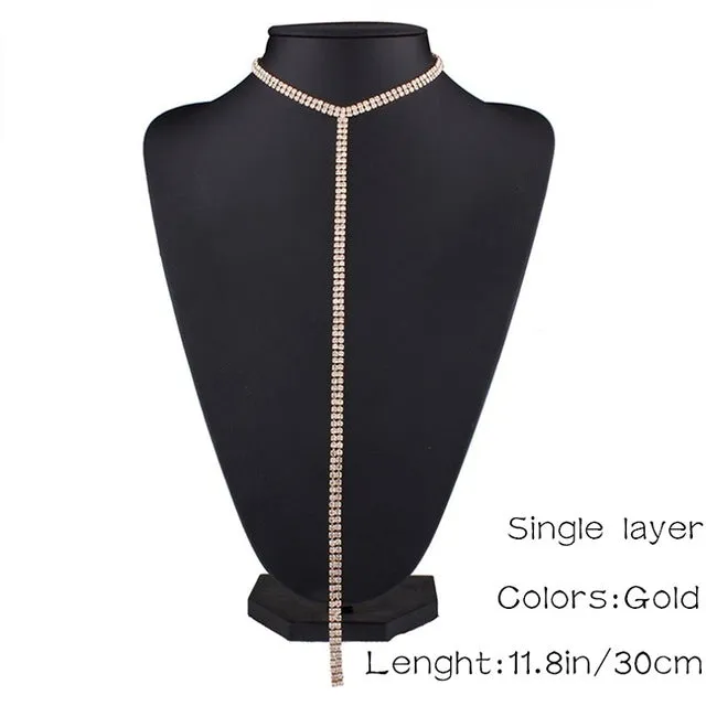Rhinestone Double Choker Statement Necklaces