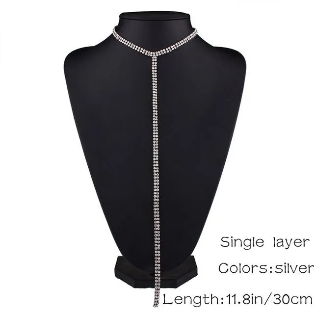 Rhinestone Double Choker Statement Necklaces