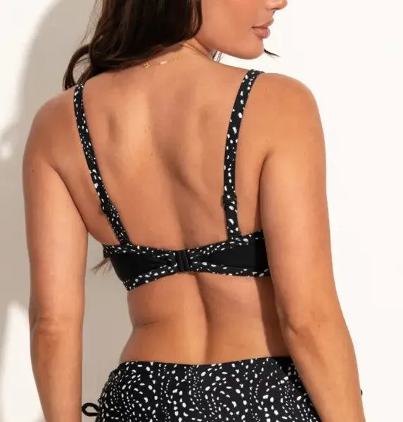 Rhodes Srapless Underwired Bikini Top In Black & White - Pour Moi
