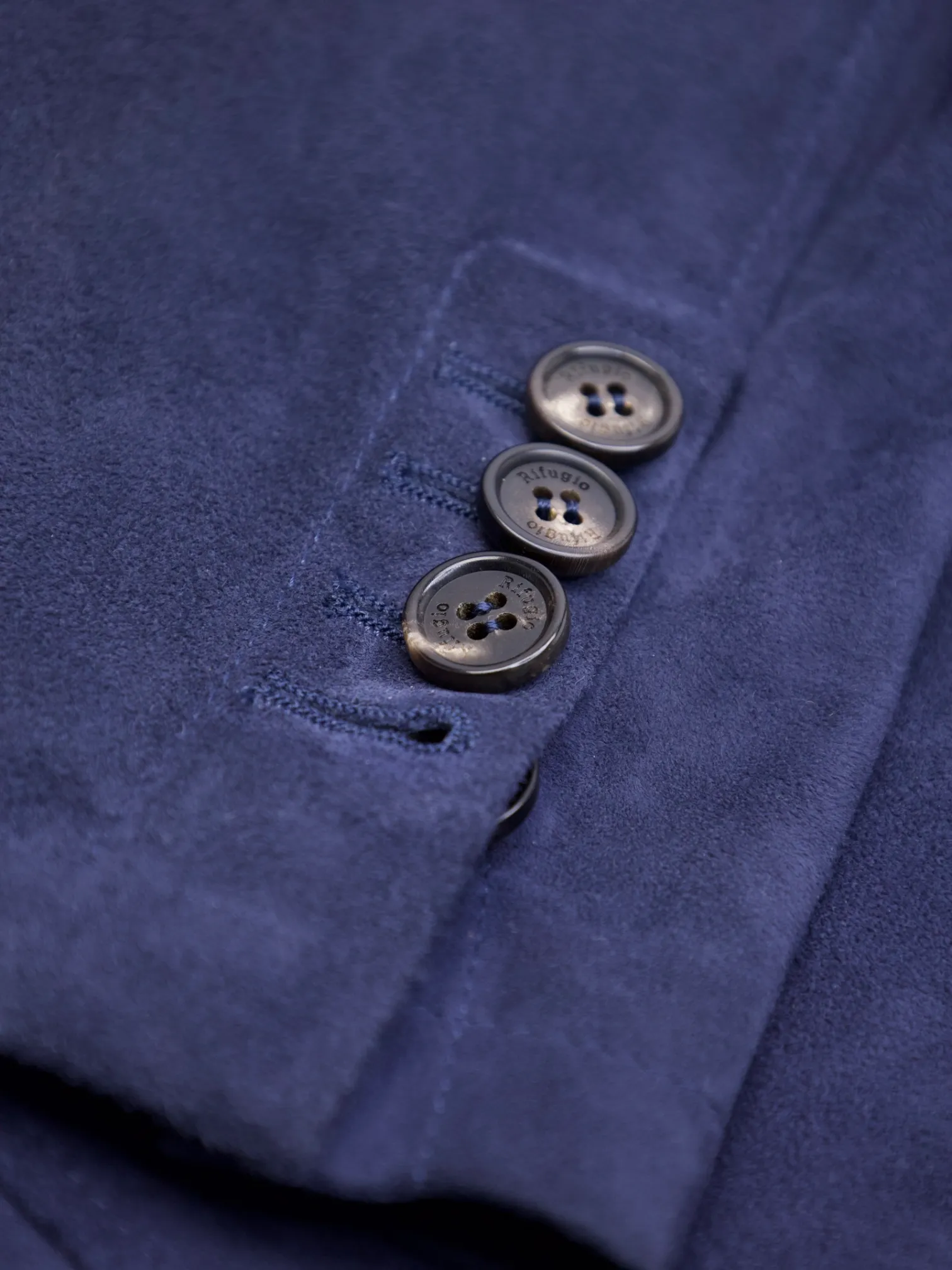 Rifugio Navy Double-Breasted Suede Blazer