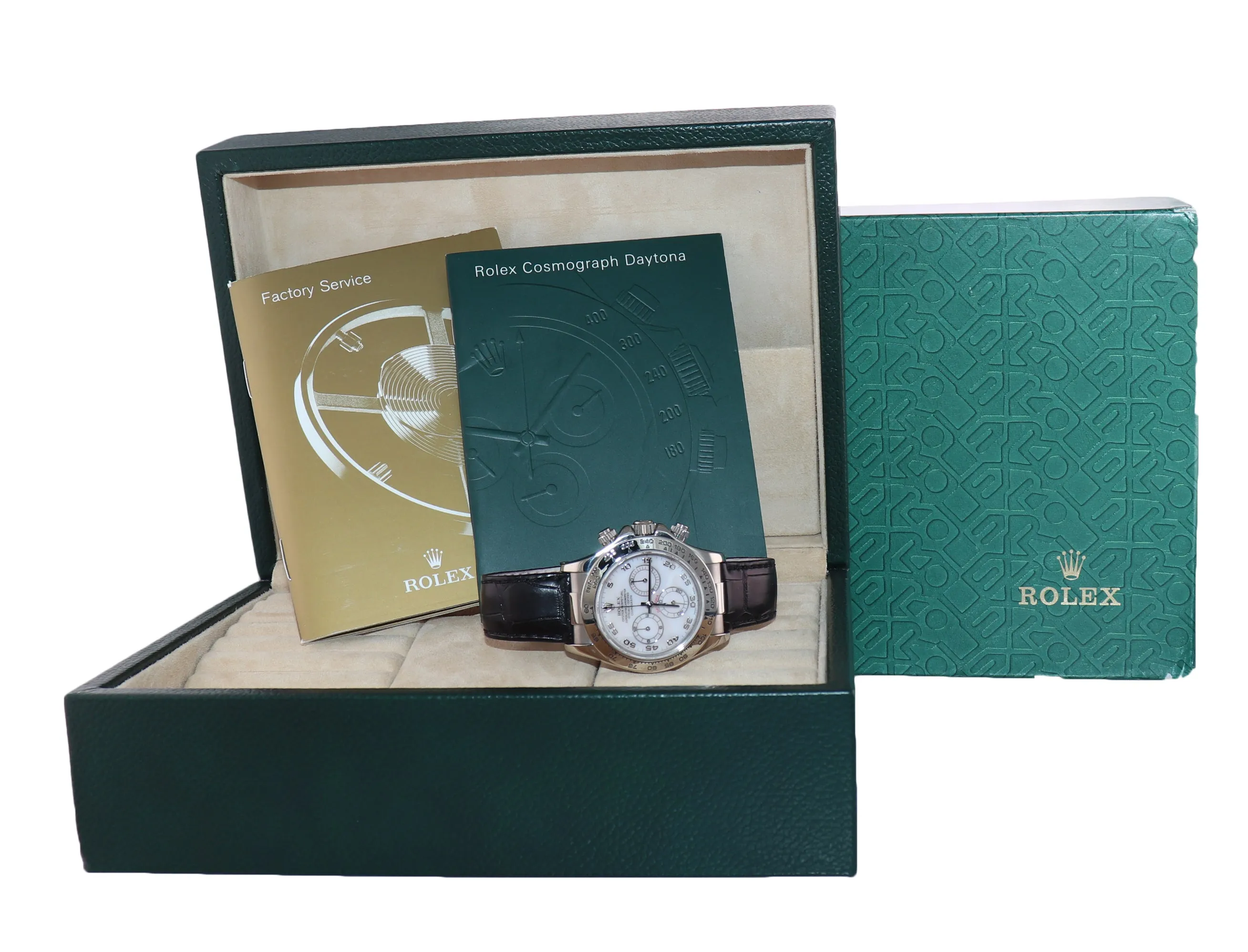 Rolex Daytona 116519 Mother of Pearl Arabic 40mm Leather White Gold Watch Box