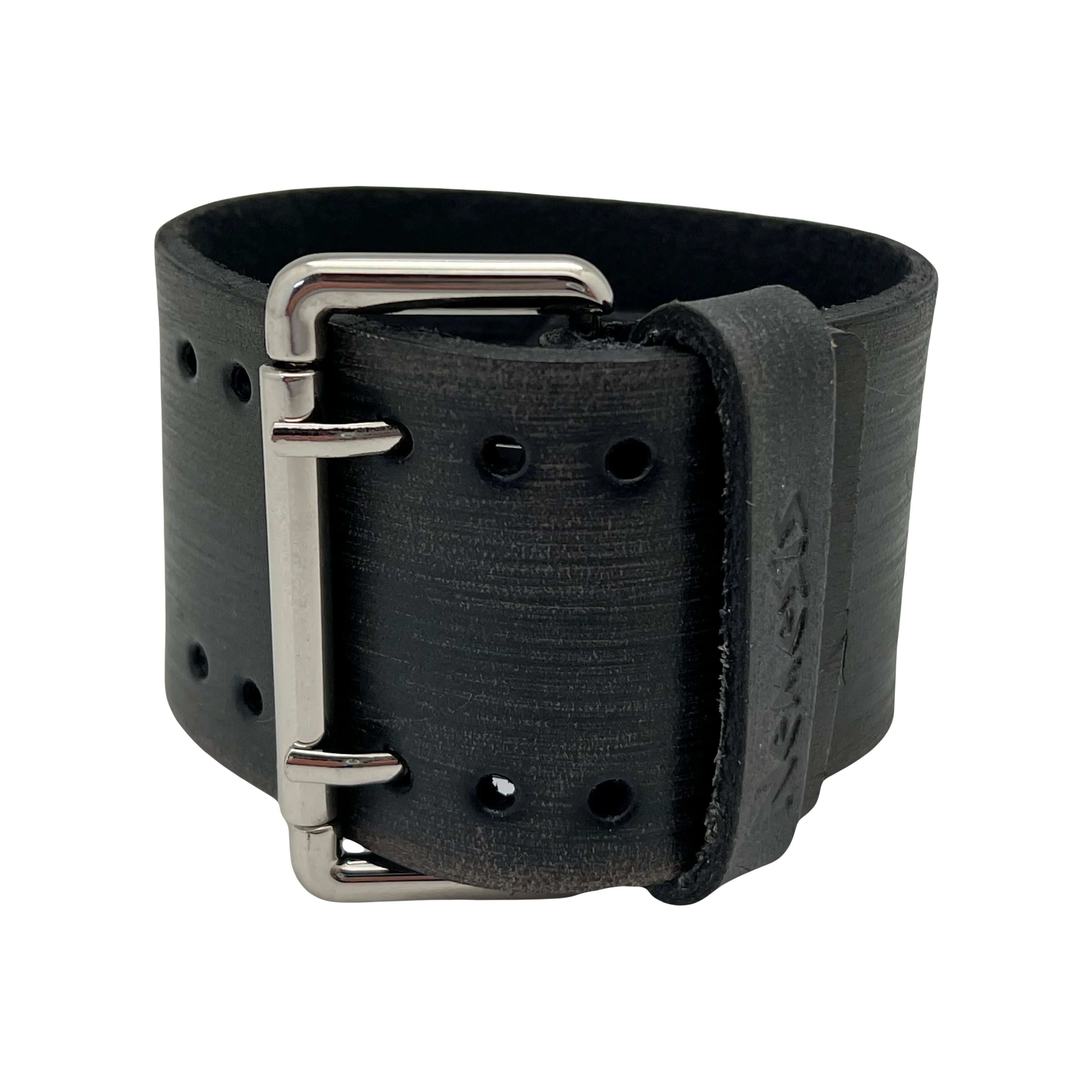 Roman DX with Double X Distressed Black Leather Cuff Watch