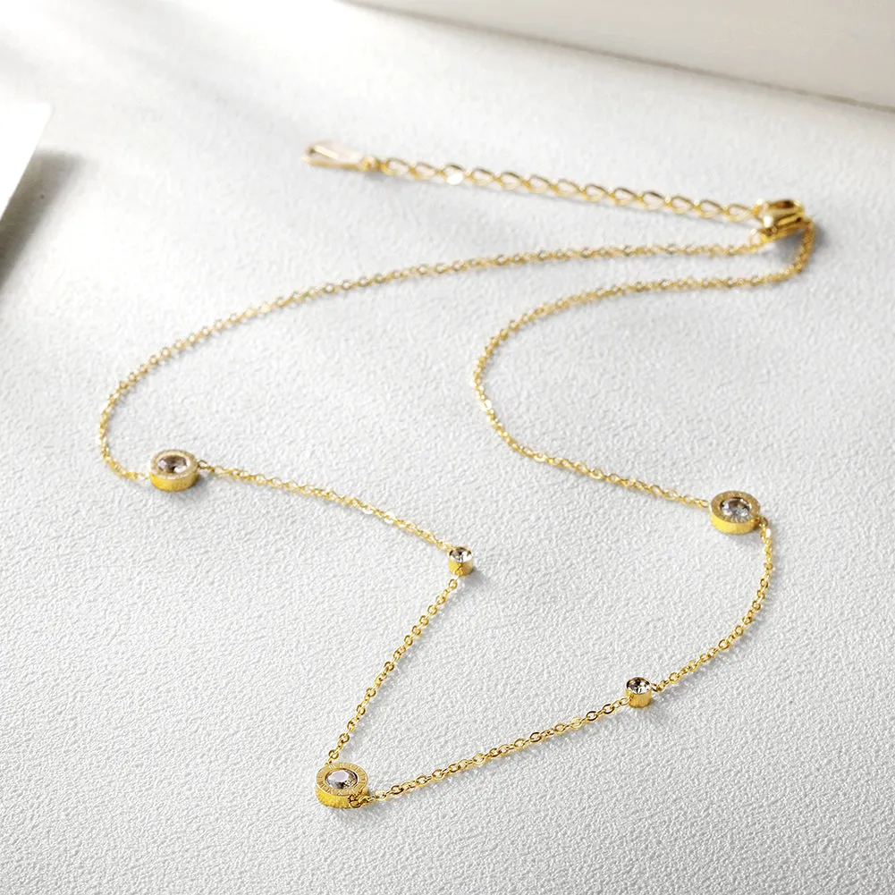Roman Numeral CZ Station Necklace
