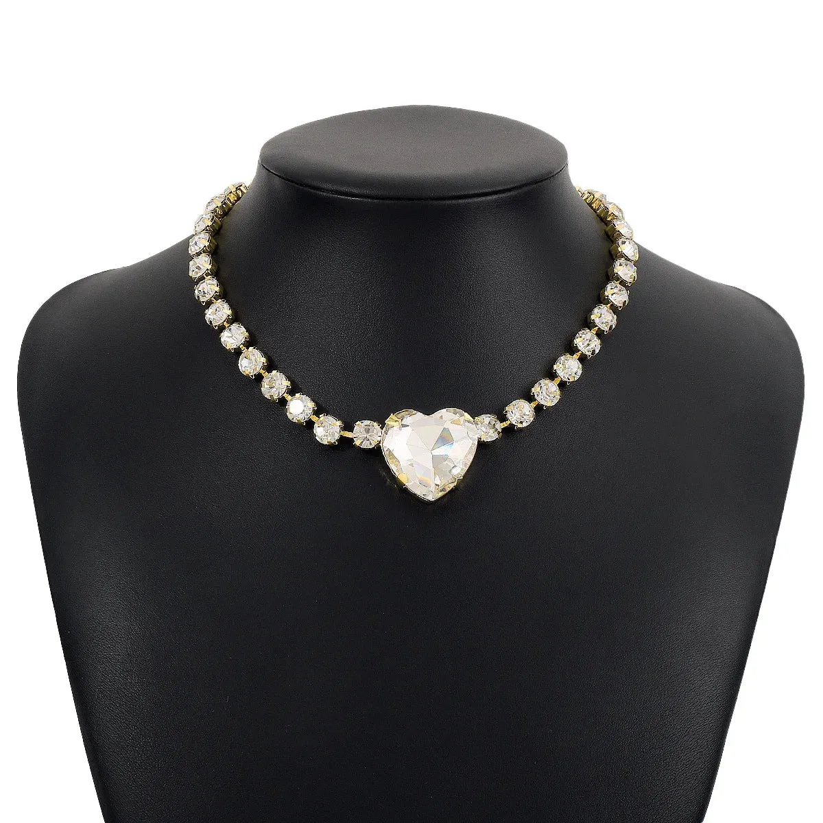 Romantic Crystal Heart Choker Necklace For Women Elegant Party Wedding Statement Necklace Fashion Jewelry Girls