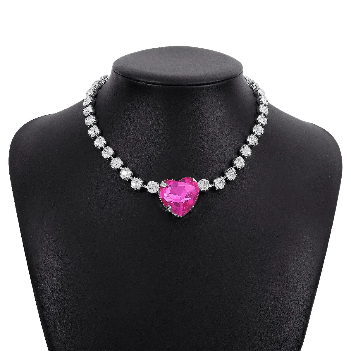 Romantic Crystal Heart Choker Necklace For Women Elegant Party Wedding Statement Necklace Fashion Jewelry Girls