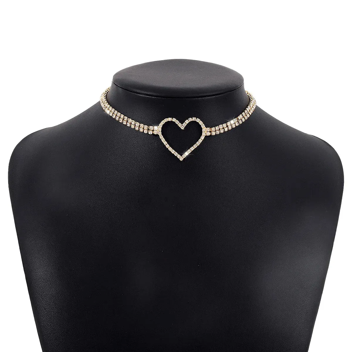 Romantic Crystal Heart Choker Necklace For Women Elegant Party Wedding Statement Necklace Fashion Jewelry Girls